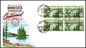 Scott 1106 3 Cents Minnesota Fluegel FDC Unaddressed Block Planty 1106-10