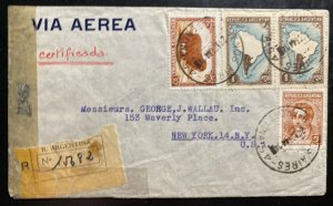 1944 Buenos Aires Argentina Airmail Censored  Cover To New York USA