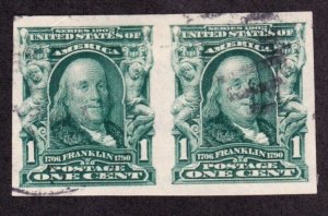 US 314 1c Franklin XF Pair (001)