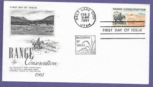 1176 RANGE CONSERVATION 4c, 1961 U/A ARTCRAFT  FIRST DAY COVER.