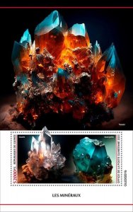 Guinea - 2023 Minerals, Quartz, Spangolite - Stamp Souvenir Sheet - GU230201b