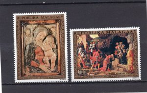 MADAGASCAR 1972 CHRISTMAS PAINTINGS SET OF 2 STAMPS MNH