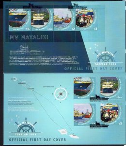 Tokelau: 2016,  New Ferry, MV Mataliki  Set + M/Sheet on 2 First Day covers.