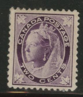 CANADA Scott 68 MH* 1897 2c Victoria CV$40 Disturbed gum