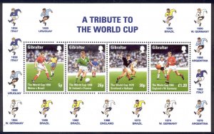 Gibraltar - 1998 World Cup Championships sheetlet of 4 #749a cv $ 6.50 Lot #231