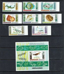 Grenada Grenadines: 1979, Marine Wildlife, MNH set + M/Sheet