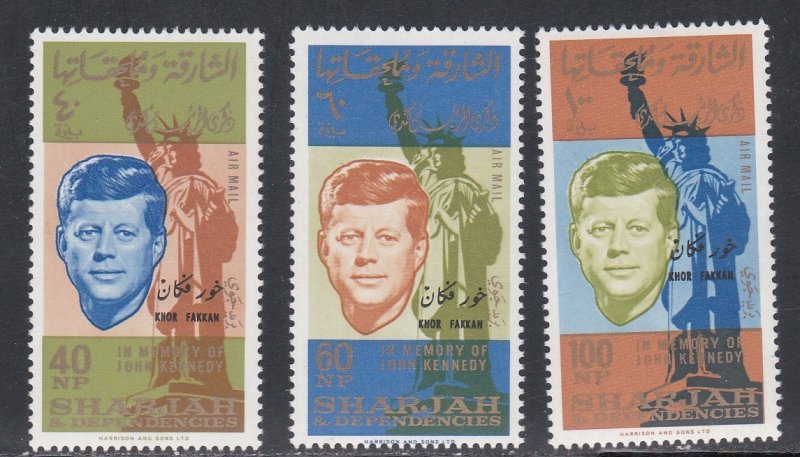 Khor Fakkan - Mi 22-24, John F. Kennedy, Statue of Lberty, Mint NH