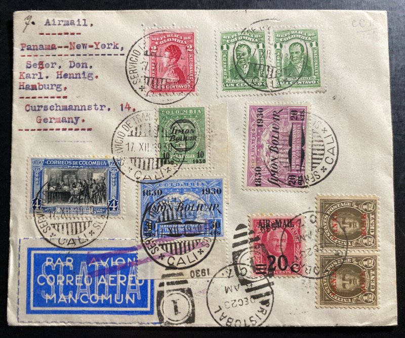 1930 Cali Colombia SCADTA Airmail Mixed Franking Cover To Hamburg Germany Via CZ