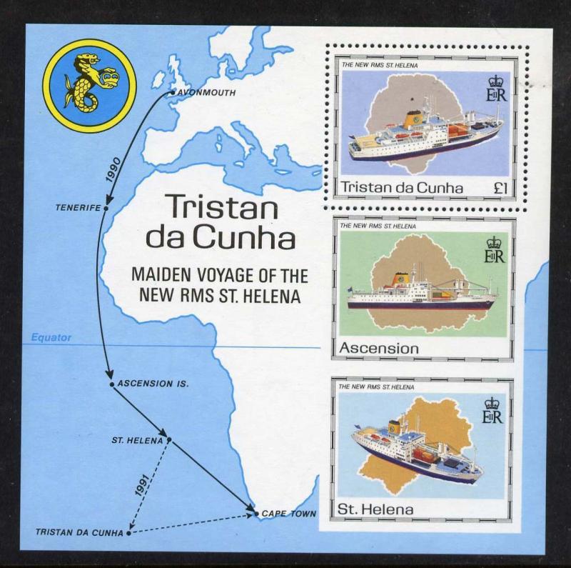 Tristan Da Cunha 486 MNH Ships, Map