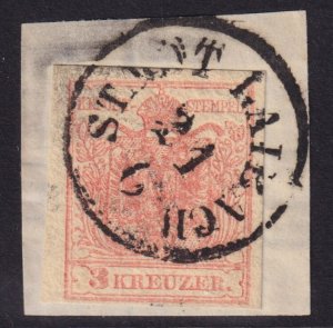 Austria - 1850 - Scott #3 - used on piece - STADT LAIBACH pmk Slovenia