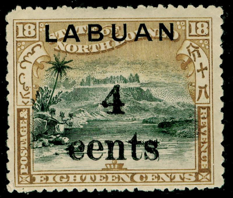 LABUAN SG133a, 4c on 18c black & olive-bistre, M MINT. Cat £42.