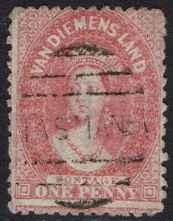 TASMANIA 1863 QV CHALON 1D PERF 12 USED