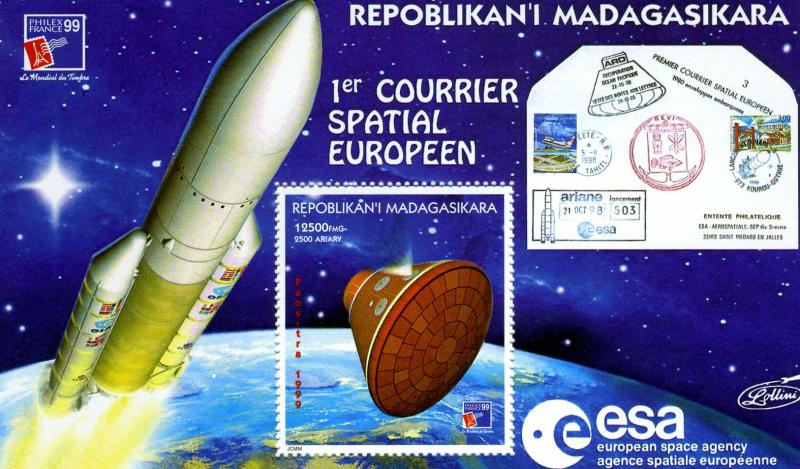 Madagascar 1999 First Letters Space s/s Perforated mnh.vf