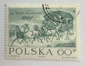 Poland 1964 Scott 1270 CTO - 60gr, Stamp Day, Stagecoach by J.Brodowski