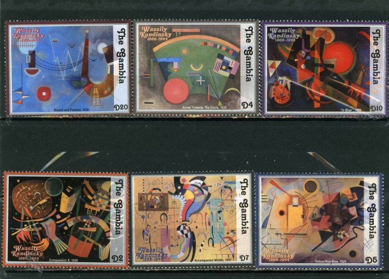 GAMBIA 2003 PAINTINGS BY WASSILY KANDINSKY 6 STAMPS MNH