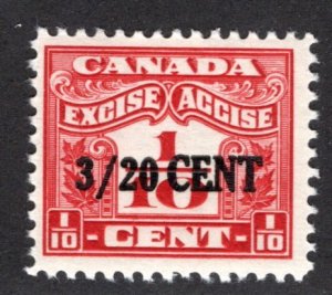 van Dam FX49, 3/20c on 1/10c o/p MLH, F, Two Leaf Federal Excise Tax, Canada