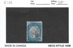 6c 2nd Issue Revenue Tax Stamp, Sc # R108, used. Nice Canx (55895)