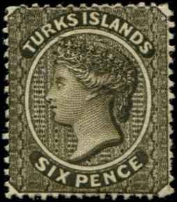 Turks Islands SC# 41 Victoria 6d mint no gum