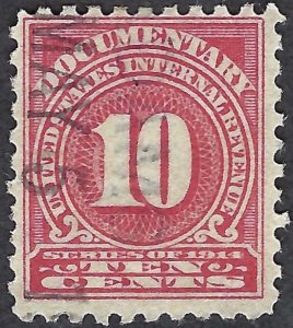 United States #R201 10¢ Documentary (1914). Rose. Very good centering. Used.