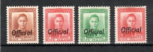 New Zealand 1938-51 Official opt values to 1 1/2d SG O135-O139 MLH/MH 
