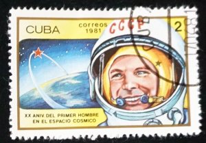 CUBA Sc# 2400  COSMONAUT ASTRONAUTS SPACE EXPLORATION  2c    1981    used cto