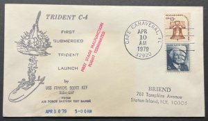 TRIDENT C-4 LAUNCHED FROM USS FRANCIS SCOTT KEY SSBN-657 APR 1979 NAVAL CACHET