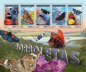 2017 Guinea-Bissau Mnh. Butterflies. Y&T Code: 6974-6978. Michel Code: 9158-9162