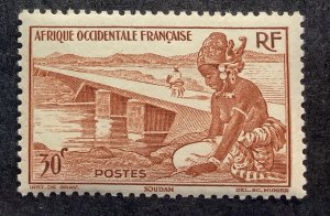 French West Africa  1947 Scott 37 MH - 30c, Bamako Dike, French Sudan