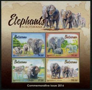 HERRICKSTAMP NEW ISSUES BOTSWANA Sc.# 995a Elephants Souvenir Sheet Mint NH