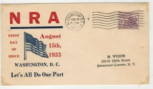 1932 FRANKLIN ROOSEVELT N.R.A. FDC 732-3 ROESSLER BETTER CACHE $30