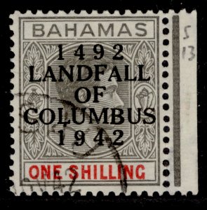 BAHAMAS GVI SG171, 1s brownish grey & scarlet, FINE USED. MARGINAL