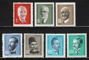 Turkey #1614-20 ~ Cplt Set of 7 ~ Famous People ~ Mint, HM  (1964)