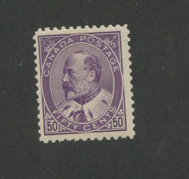 Canada 1908 King Edward VII Fine-Very Fine Purple 20c Stamp #95 CV $1500