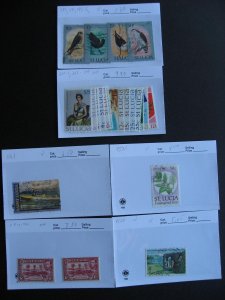 St Lucia U, MH assembled in sales cards, some mixed condition