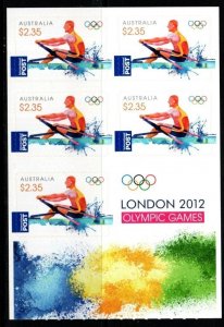 AUSTRALIA SG3809a 2012 OLYMPIC GAMES $2.35 X 5 SELF ADHESIVE PANE MNH