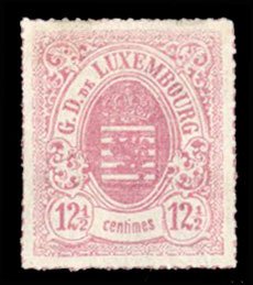 Luxembourg #20a Cat$225, 1871 12 1/2c rose, hined