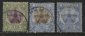 Bermuda 1902-10 3d and 2-2 /2d's used