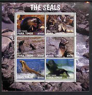 Timor (East) 2000 The Seals #2 perf sheetlet containing 6...