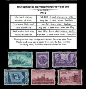 1946 Complete Mint Set of Vintage Commemorative Stamps