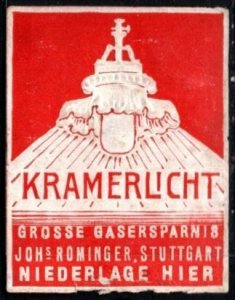 Vintage Germany Poster Stamp Kramer Lighting Big Gas Savings