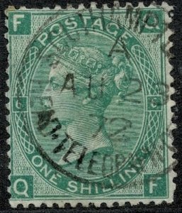 QV 1867-80 1/- Green Wmk. 33 (Spray of Rose) used S.G. 117 Pl.6