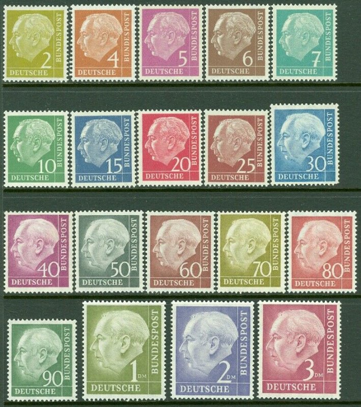 EDW1949SELL : GERMANY 1954-60 Scott #702-21 missng only #707 VF MOG VLH Cat $104