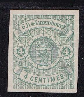 Luxembourg 1874 4c green Coat Of Arms Scott Nr 27. Imperf Mint Stamp FINE/VF/(*)