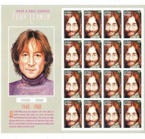 Rock & Roll Legend John Lennon - Antigua 1995 16 Stamp Sheet - Scott #1960