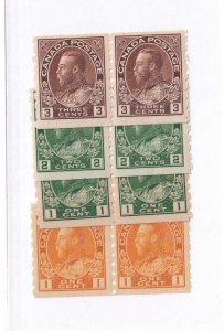 CANADA # 125-126,128-129 VF-MNH PAIRS KGV ADMIRALS CAT VALUE $580