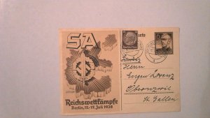 GERMANY WWII ERA PROPAGANDA POSTAL CARD: 1938 REICHSWETTFAMPFE