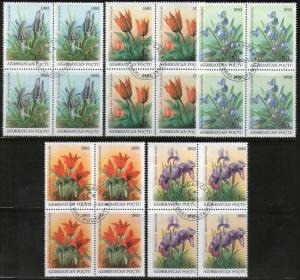 Azerbaijan 1993 Flowers Tree Plant Flora Sc 379-83 5v Blk/4 set Cancelled