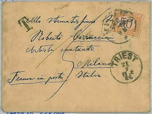 36757 AUSTRIA - ENVELOPE from TRIESTE to MILAND - TAXED AT...-