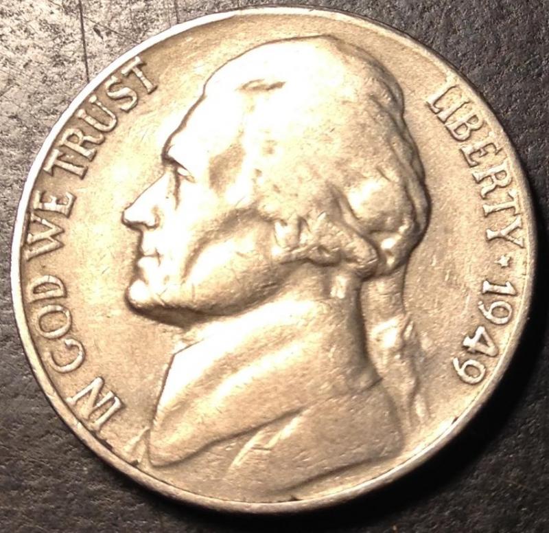 1949 S Jefferson Nickel #D909
