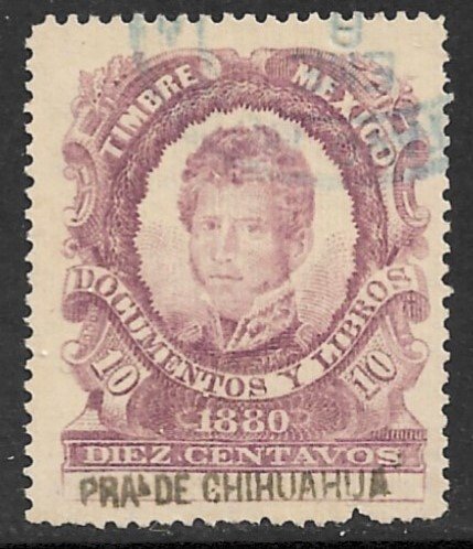 MEXICO REVENUES 1880 10c Violet DOCUMENTARY TAX PARADE CHIHUAHUA DO60 Used